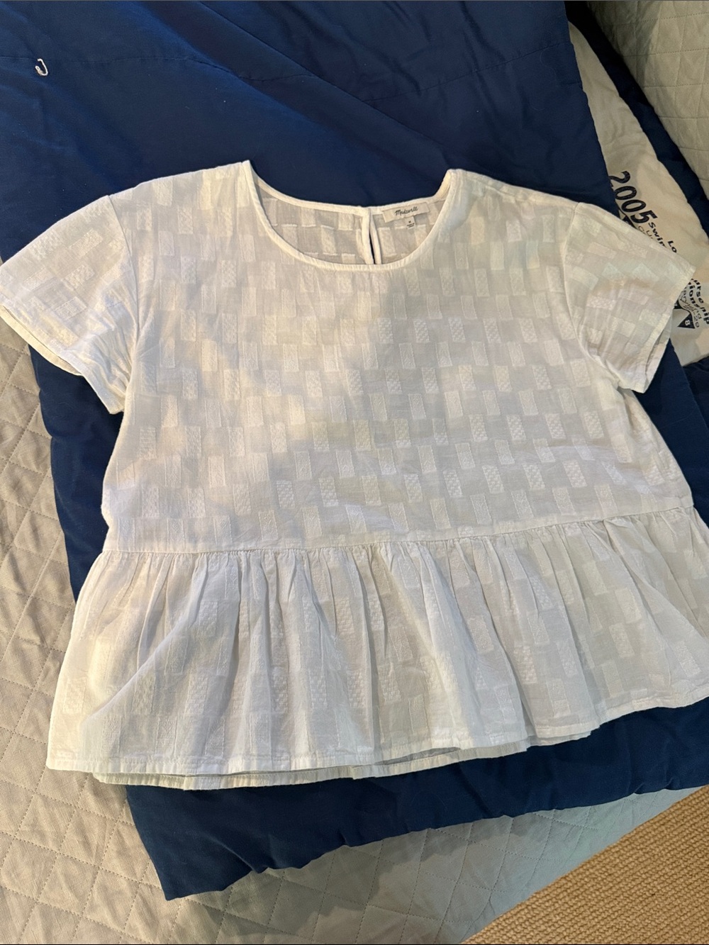 Madewell White Short-Sleeve Peplum Tunic